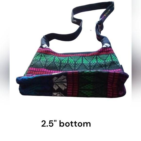 Ixchel the Original Patchwork Collection Black and Purple Shoulder Bag 9" X 6" - Picture 7 of 10